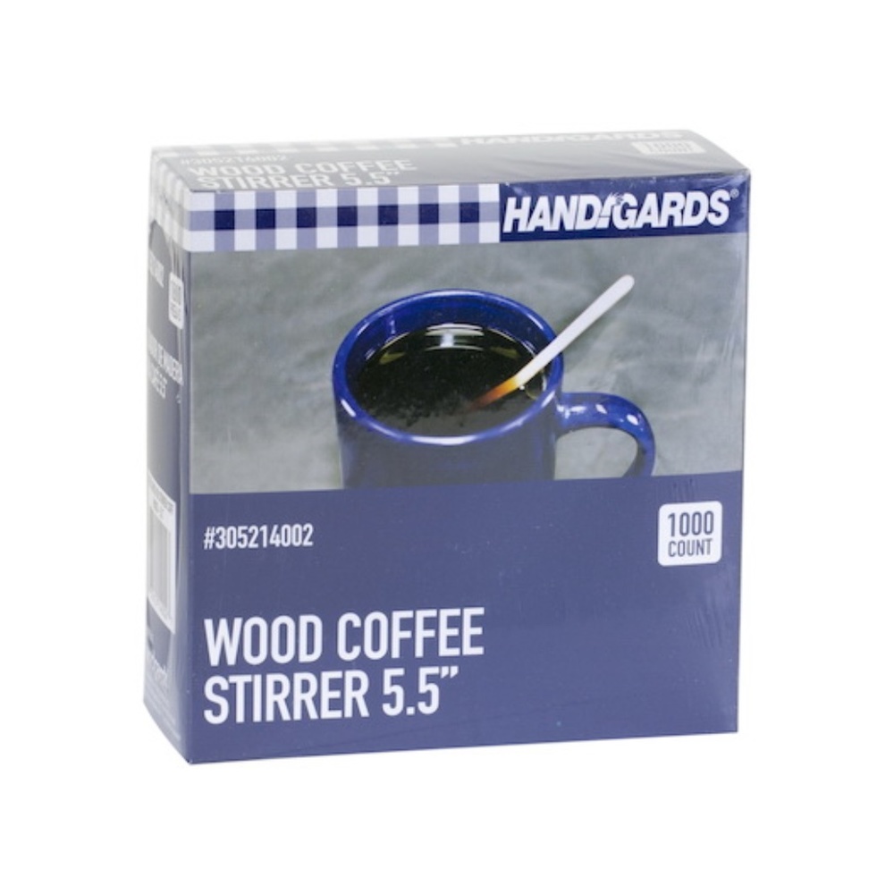 Handgards Wood Disposable Stirrers – 5.5″ 1000 Count